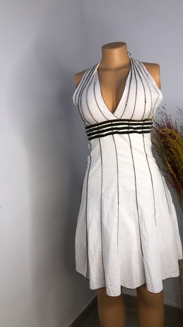 TAB 059 Alter-neck White Gown Size 6 - Image 3