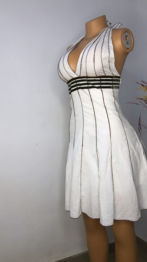 TAB 059 Alter-neck White Gown Size 6 - Image 2